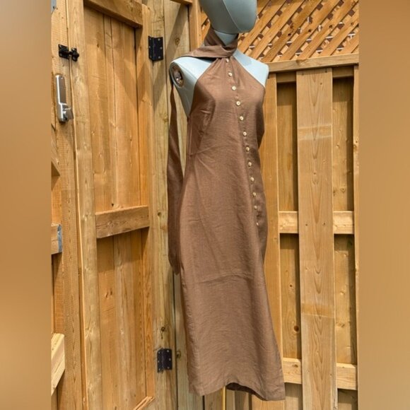 🆕 CULT GAIA 🧿 NWOT Romia Button-Detail Dress, Affogato Brown - Sz M - Picture 5 of 16